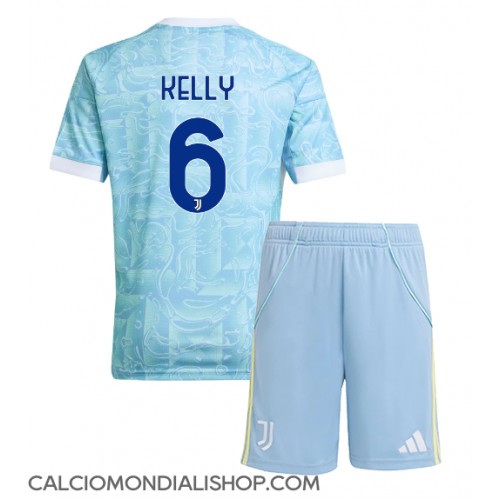 Maglie da calcio Juventus Lloyd Kelly #6 Seconda Maglia Bambino 2025-26 Manica Corta (+ Pantaloni corti)